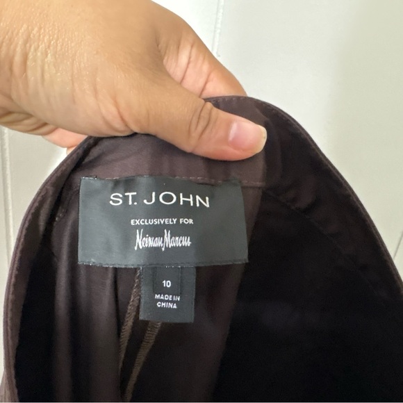 St. John For Neiman Marcus Fudge Brown Cotton Blend Career Pants Size 10 - Picture 7 of 7